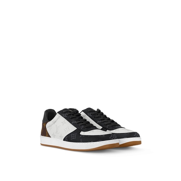 Louis Vuitton Men's Black White Brown Rivoli Low Cut Sneakers US Size 9 UK 43 - Picture 1 of 8